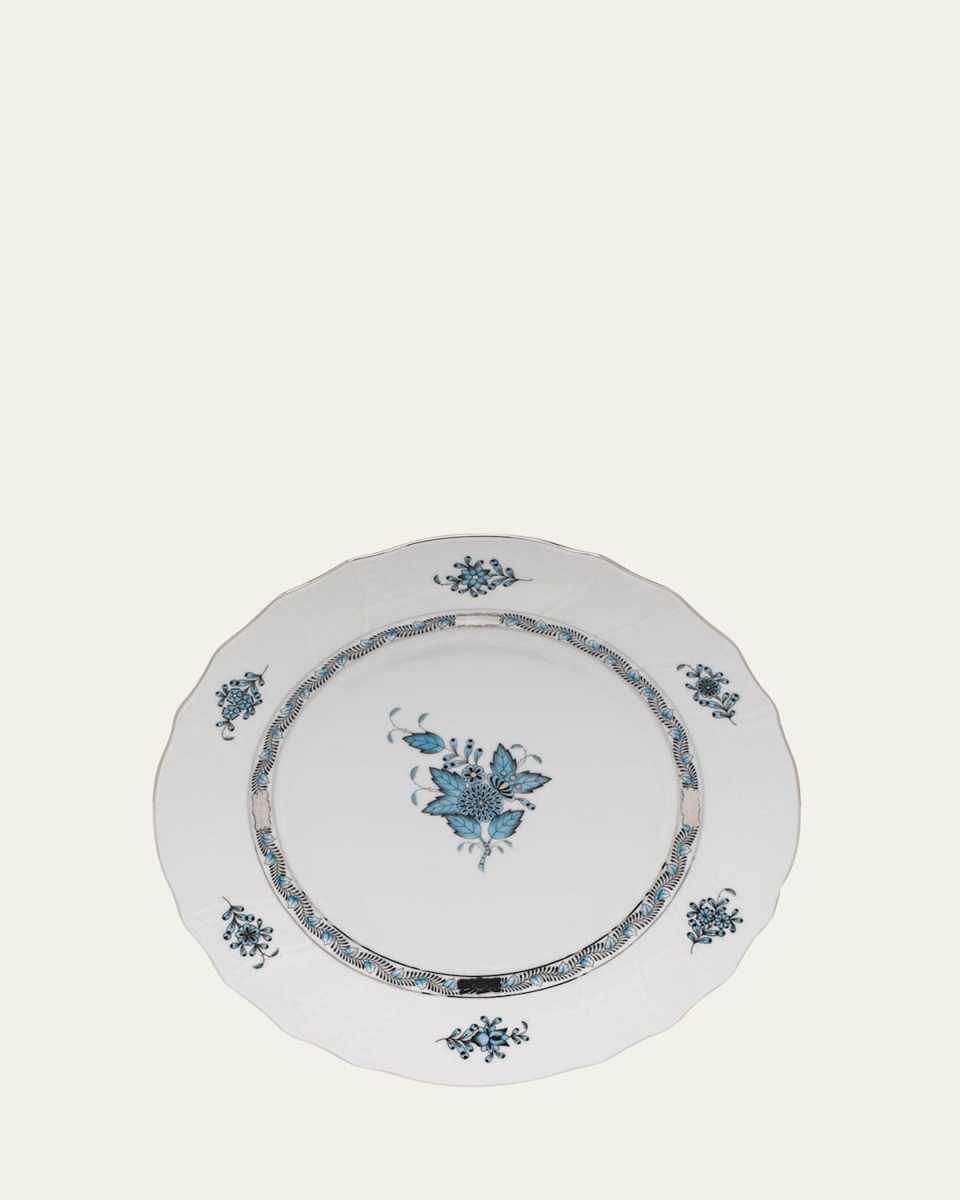 Chinese Bouquet Turquoise & Platinum Dinner Plate